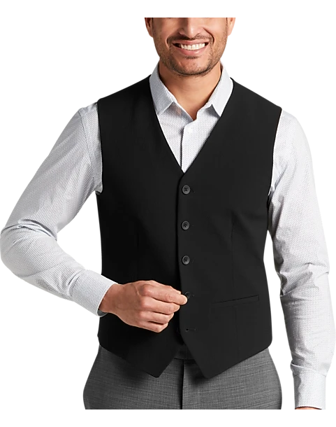 Awearness Kenneth Cole Slim Fit Vest, Black Seersucker 1 Awearness Kenneth Cole Slim Fit Vest, Black Seersucker