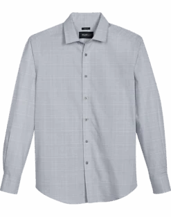 Awearness Kenneth Cole Slim Fit Spread Collar Sport Shirt, Gray Plaid