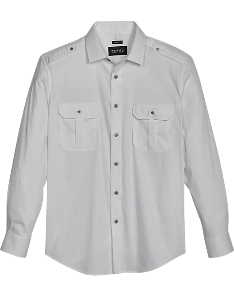 Awearness Kenneth Cole Slim Fit Spread Collar Sport Shirt, White 1 Awearness Kenneth Cole Slim Fit Spread Collar Sport Shirt, White