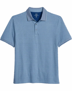 Michael Strahan Modern Fit Short Sleeve Polo, Blue Stripe