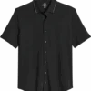 Michael Strahan Modern Fit Popcorn Stitch Short Sport Shirt, Black