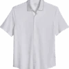 Michael Strahan Modern Fit Popcorn Stitch Short Sport Shirt, White