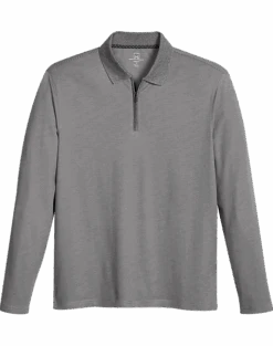 Michael Strahan Modern Fit Long Sleeve Polo, Gray