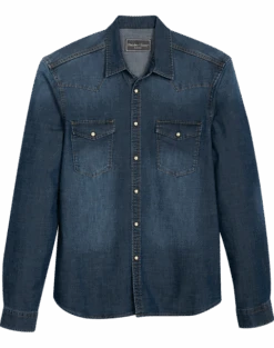 Paisley & Gray Slim Fit Spread Collar Denim Sport Shirt, Blue