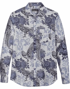 Paisley & Gray Slim Fit Spread Collar Sport Shirt, Blue Baroque Pheasant