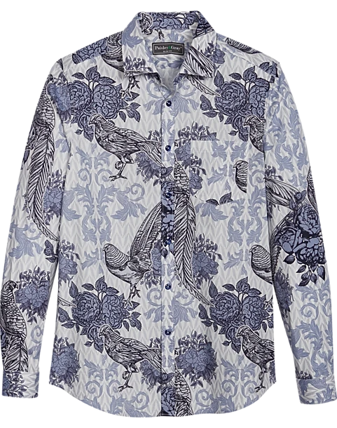 Paisley & Gray Slim Fit Spread Collar Sport Shirt, Blue Baroque Pheasant 1 Paisley & Gray Slim Fit Spread Collar Sport Shirt, Blue Baroque Pheasant