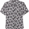 Paisley & Gray Slim Fit Spread Collar Short Sleeve Sport Shirt, Black And White Fern