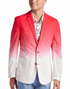 Paisley & Gray Slim Fit Linen Blazer, Red & White Tie Dye