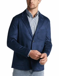 New Products 3 Joseph Abboud Modern Fit Notch Lapel Ultra Suede Soft Jacket, Dark Blue