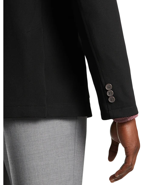 Michael Strahan Modern Fit Notch Lapel Crepe Knit Soft Jacket, Black 2 Michael Strahan Modern Fit Notch Lapel Crepe Knit Soft Jacket, Black - Image 2