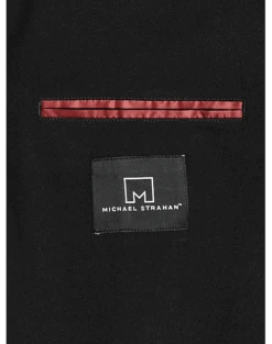 Michael Strahan Modern Fit Notch Lapel Crepe Knit Soft Jacket, Black 5 Michael Strahan Modern Fit Notch Lapel Crepe Knit Soft Jacket, Black -Gentleman’s Outlet Store MW40 6NG4 02 MICHAEL STRAHAN BLACK ALT2