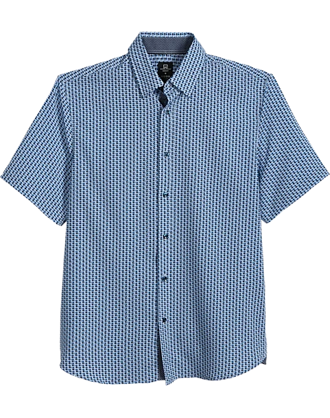 Michael Strahan Modern Fit 4-Way Stretch Short Sleeve Sport Shirt, Blue Oval 1 Michael Strahan Modern Fit 4-Way Stretch Short Sleeve Sport Shirt, Blue Oval