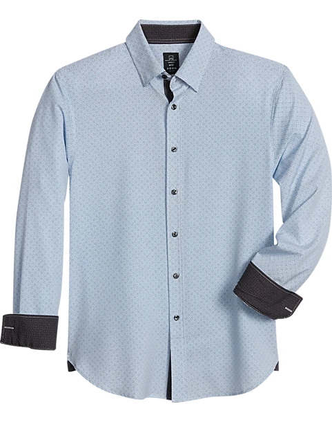 Michael Strahan Modern Fit Spread Collar 4-Way Stretch Sport Shirt, White Abstract Dot 1 Michael Strahan Modern Fit Spread Collar 4-Way Stretch Sport Shirt, White Abstract Dot