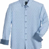 Michael Strahan Modern Fit Spread Collar 4-Way Stretch Sport Shirt, Blue Hexagon