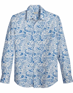 Jaymes Modern Fit Spread Collar Sport Shirt, Blue Paisley