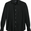 Zanetti Modern Fit Spread Collar Sport Shirt, Black