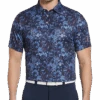 PGA Tour Classic Fit Printed Polo, Navy Fireworks