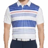 PGA Tour Classic Fit Printed Polo, White Energy Stripe