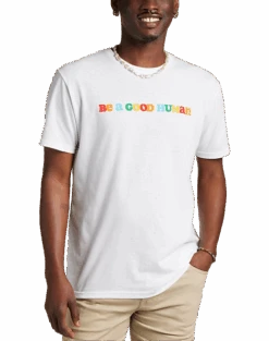 The Phluid Project Classic Fit Be A Good Human Graphic Crew, White