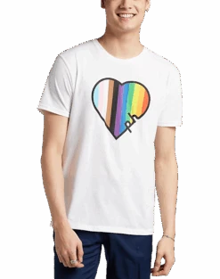 The Phluid Project Classic Fit Heart Graphic Crew, White