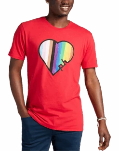The Phluid Project Classic Fit Heart Graphic Crew, Red