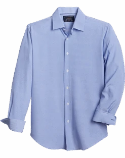 Report Collection Modern Fit Four-Way Stretch Sport Shirt, Navy Blue Diamond