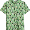 Report Collection Modern Fit Four-Way Stretch Short Sleeve Sport Shirt, Light Green Toucan Bird