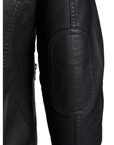 Awearness Kenneth Cole Modern Fit Moto Jacket, Black Faux Leather 4 Awearness Kenneth Cole Modern Fit Moto Jacket, Black Faux Leather - Image 4