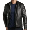 Michael Strahan Modern Fit Bomber Jacket, Black Faux Lambskin