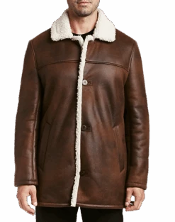 Rainforest Classic Fit Faux Nubuck Barn Coat, Cognac