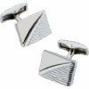 Pronto Uomo Silver-Tone Stripe Cufflinks