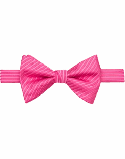 Egara Pre-Tied Bow Tie, Fuchsia Stripe