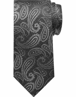 Pronto Uomo Narrow Tie, Black & Charcoal Paisley