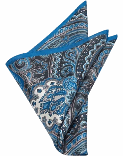 Joseph Abboud Pocket Square, Blue Paisley