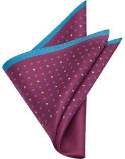 Joseph Abboud Pocket Square, Navy & Burgundy Dot