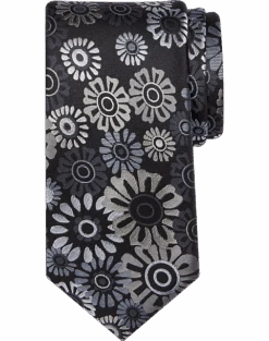 Joseph Abboud Narrow Silk Tie, Black Mod Floral