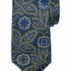 Joseph Abboud Narrow Silk Tie, Olive Paisley Medallion
