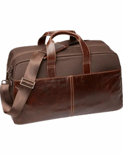 Joseph Abboud Leather & Nylon Duffel Bag, Brown