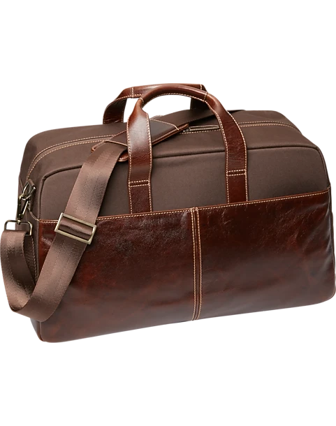 Joseph Abboud Leather & Nylon Duffel Bag, Brown 1 Joseph Abboud Leather & Nylon Duffel Bag, Brown
