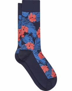 Jos. A. Bank Socks, Blue & Red Hibiscus