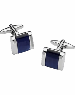 Pronto Uomo Blue Fiberoptic Square Cufflinks