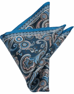 Pronto Uomo Pocket Square, Navy Paisley