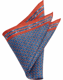 Joseph Abboud Linen Pocket Square, Rust & Blue