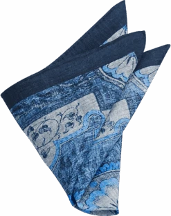 Joseph Abboud Linen Pocket Square, Navy & Blue Fresco