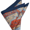 Joseph Abboud Linen Pocket Square, Navy & Rust Fresco
