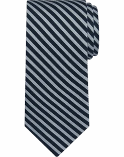 Pronto Uomo Narrow Tie, Navy Marvin Stripe