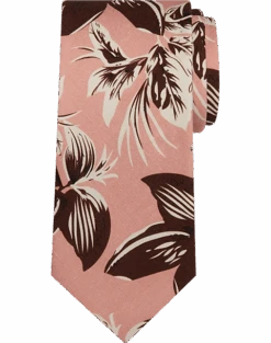 Pronto Uomo Narrow Tie, Rose Tropical Print