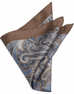 Joseph Abboud Pocket Square, Taupe Paisley