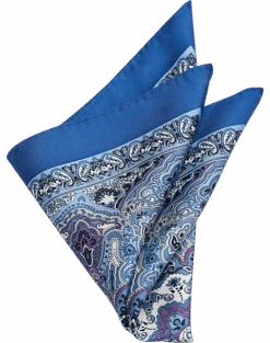 Joseph Abboud Silk Pocket Square, Blue & Purple Paisley