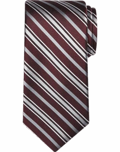 Pronto Uomo Narrow Tie, Burgundy Stripe
